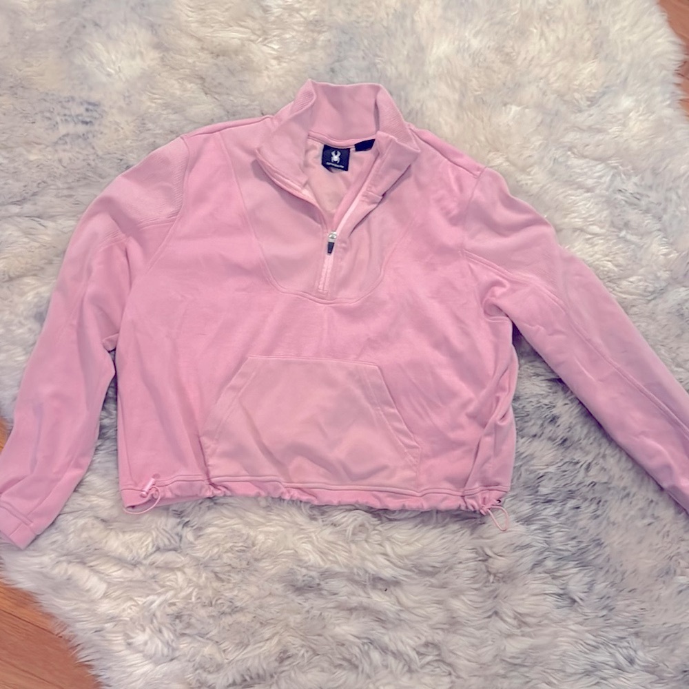 Pink Crop Quarter-Zip Pullover